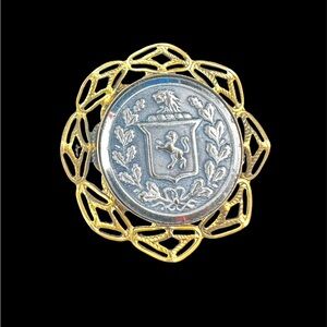 Vintage Freirich Heraldic Two Tone Brooch